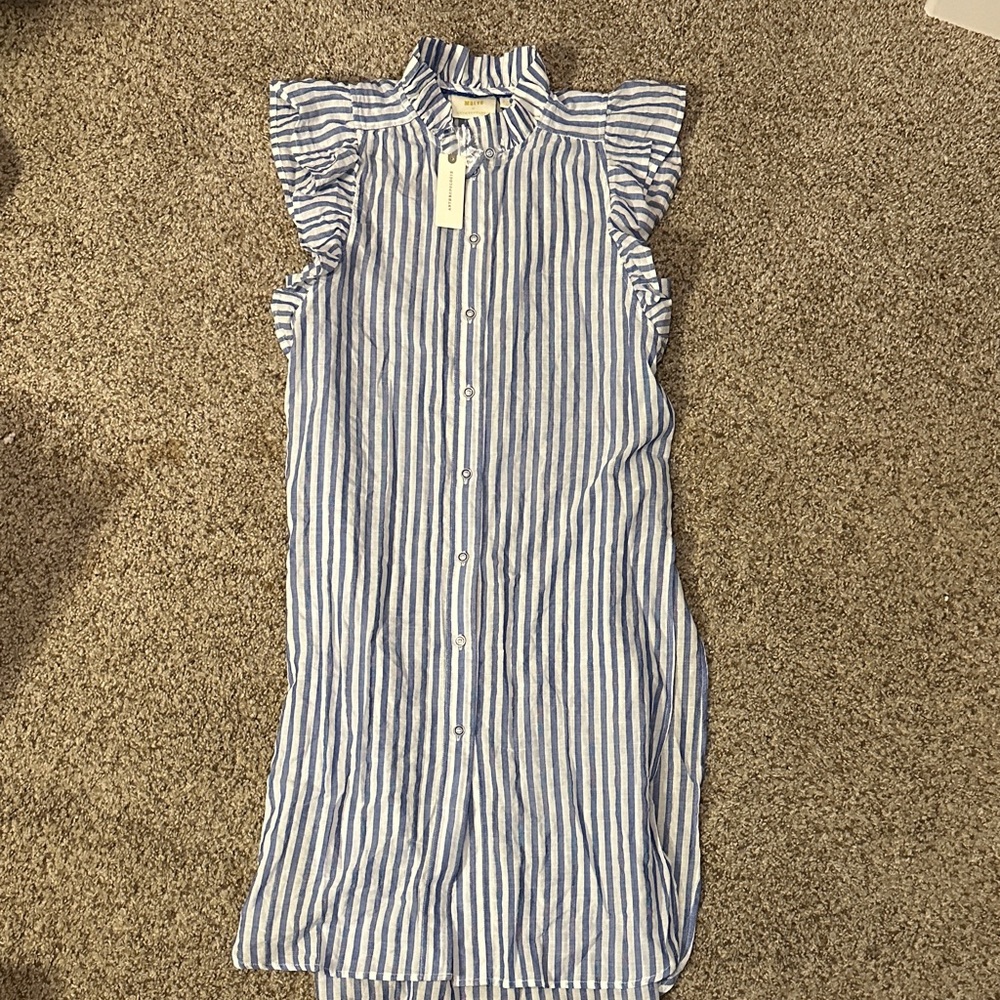 NWT Anthropologie Blue and White Striped linen Dress